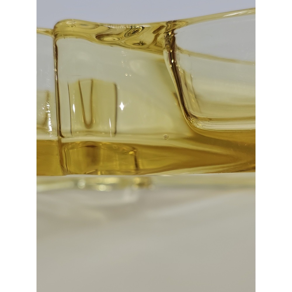 Rare Vintage Heisey Glass Yellow Empress Sahara 3 Part Relish Dish Oblong - Picture 5 of 12